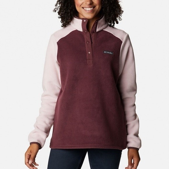 Columbia Women's Mount Cannon 1/2 Snap Pullover Maroon Pink Size Small - Picture 1 of 8